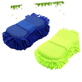 LALAFINA 2sets Car Wash Gloves Microfiber Car Cleaning Brush Detailing Mitt Auto Wash Mitt Soft Sponge Universal Cleaning Tool for 2pcs*2