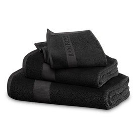 VELVETIO Bamboo Towels - Premium Hand Towels Set of 2 (50x80cm) - 60% Bamboo 40% Cotton, Bathroom Linen Towel Set, Quick Dry Water Absorbent Durable Hand Towel, Black