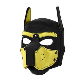 QUYUWOWO Neoprene Puppy Face Muzzle Dog Removable Full Face Pup Hood Mask (Yellow, One Size)