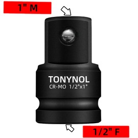 TONYNOL Impact Socket Adapter 1/2" F to 1" M,Cr-Mo Steel, Enhances Impact Driver Conversions, For Auto and Construction Use.