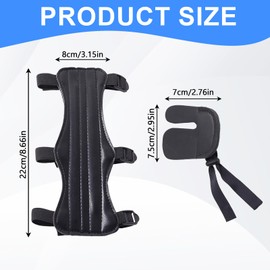 2 Piece Archery Arm Guard Set, Traditional Arm Protection Short, Forearm Protection with Clip, Adjustable Finger Gloves for Safe Protection for Archery, Beginners, Advanced Users