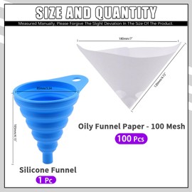 Swpeet 101Pcs Paint Filter Paint Cones Assortment Kit and 1 Pcs Silicone Funnel with Hook, 100 Micron Paint Filter with Fine Nylon Mesh for Automotive, Spray Guns, House, Arts & Crafts