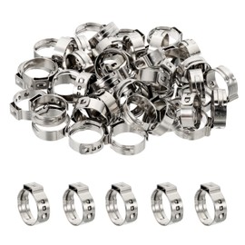 PATIKIL 3/4 Inch PEX Crimp Rings, 50 Pack Single Ear Hose Clamps Stainless Steel Cinch Crimp Ring Pinch Clamps for Pex Tubing Pipe Fitting Connections, Silver