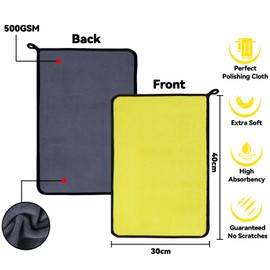 Gucass Pack of 10 Microfibre Car Cloths, 500 GSM Polishing Cloths, Car Drying Cloths, Car Cleaning Cloths, Extremely Absorbent & Lint-Free, Microfibre Towel for Care, Car, Motorcycle, Drying, 30 x 40