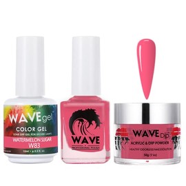 WAVEGEL Soak-Off Gel, Nail Lacquer & Acrylic/Dip Powder Matching Set - Simplicity Collection - #W83 Watermelon Sugar
