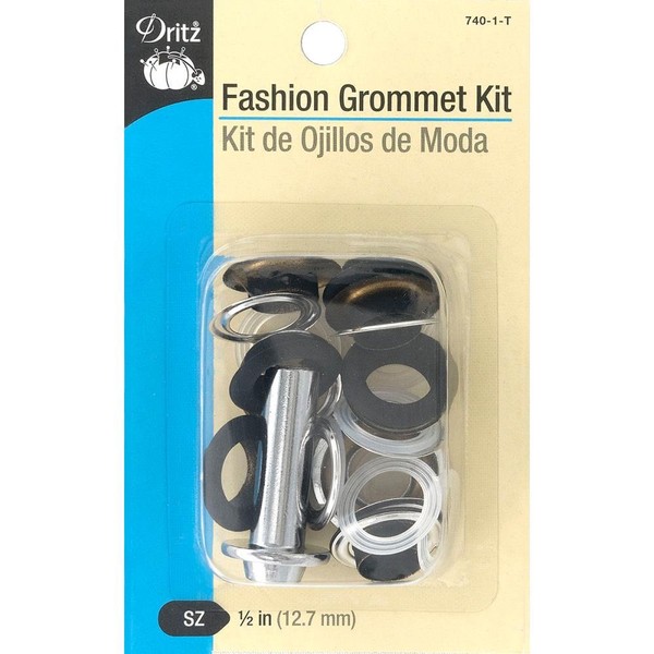 Dritz 740-1-T Fashion Grommet Kit with Tools, Black, 1/2-Inch 8-Sets