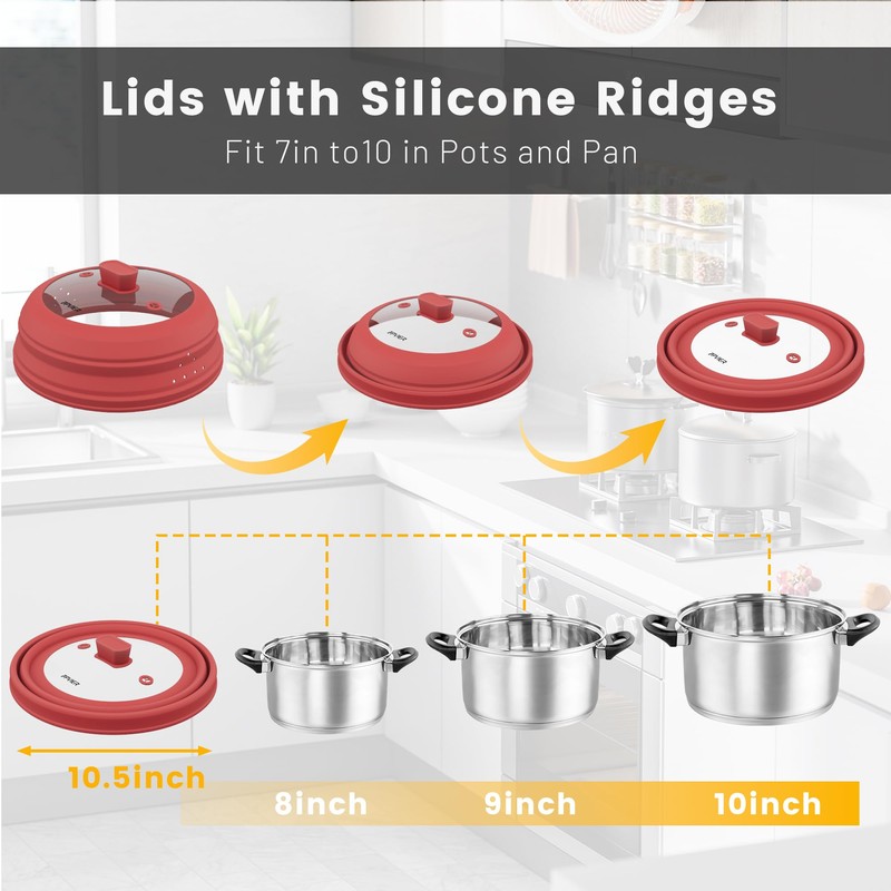 Microwave Splatter Cover, Vented Silicone and Glass Cover Splatter Guard