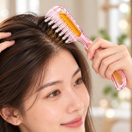 Hair Oil Applicator Comb for Scalp Care – Transparent Liquid Dispensing Massage Brush for Easy Daily Hair Serum Application