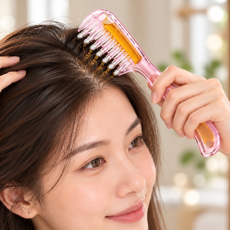 Hair Oil Applicator Comb for Scalp Care – Transparent Liquid