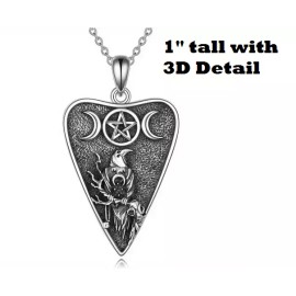 Fashion Jewelry Rare PENTAGRAM PAGAN CROW RAVEN MOON  Pendant 24" 925 Sterling Silver Necklace