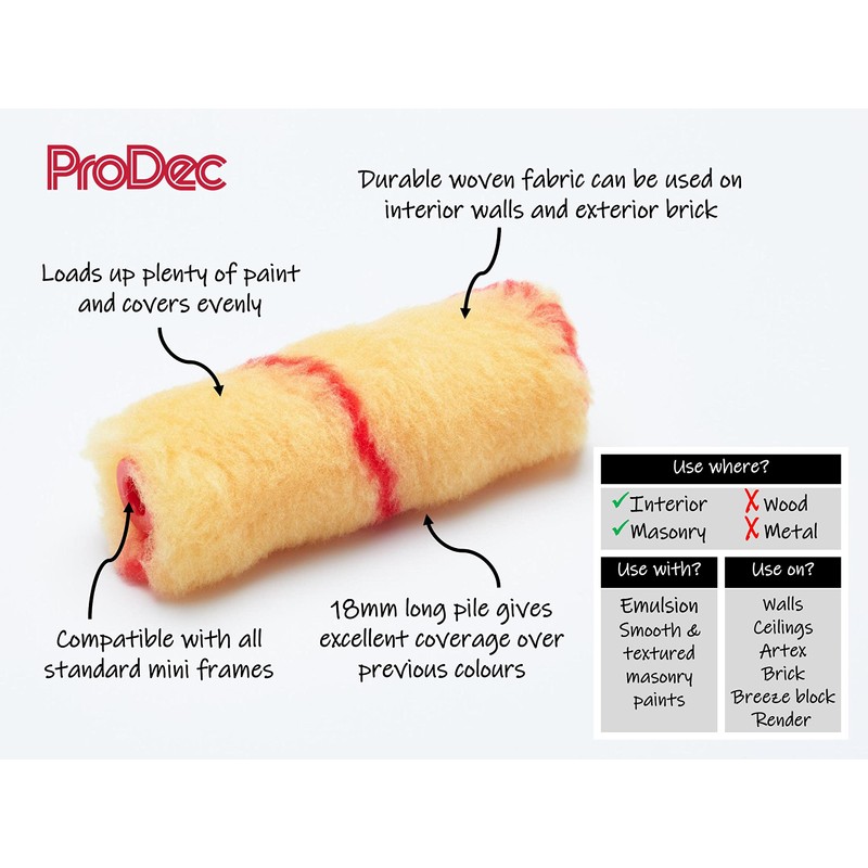 ProDec 10 piece 4" Long Pile Mini Paint Rollers for