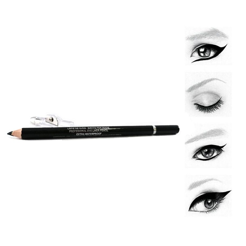 3‑Pack Black Eyebrow & Eyeliner Pencils with Sharpener – Waterproof,
