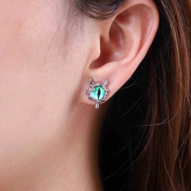 Inilbran Boho Evil Eye Earrings Silver Evil Eye Stud Earrings Vintage Devil Eye Earrings Tiny Evil Eye Protection Earrings Jewellery for Women and Girls, Zinc