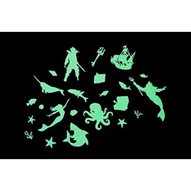GLOPLAY Ocean Adventure The Magical Deep Sea (24pcs/Pack), Glow in The Dark Wall Stickers, The Eco-Friendly and Brightest Wall Stickers for Ceiling, Bathtime, Bedroom, Party, Decor