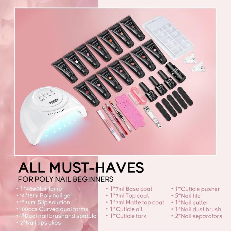 JEWHITENY 14 Colors Poly Extension Gel Nail Kit With Nail