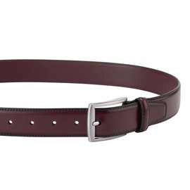 KM Legend Mens Leather Dress Belt for Work Business and Casual, Seattle Burgundy, 36 US