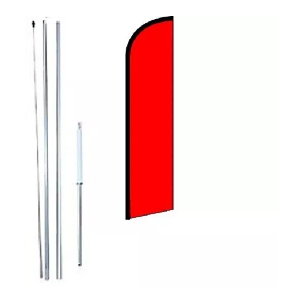 Red Solid Color Windless Swooper Flag With Complete Hybrid Pole