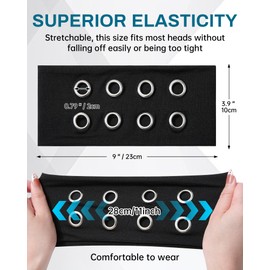 Mesovor 3 Pack Fashion Grommet Wide Headbands for Women, Hollow Out Eyelets Elastic Head Bands | Y2k Girls Punk Grunge Stretchy Hair Accessory (Black, Snakeskin, Leopard, 3.9" wide)