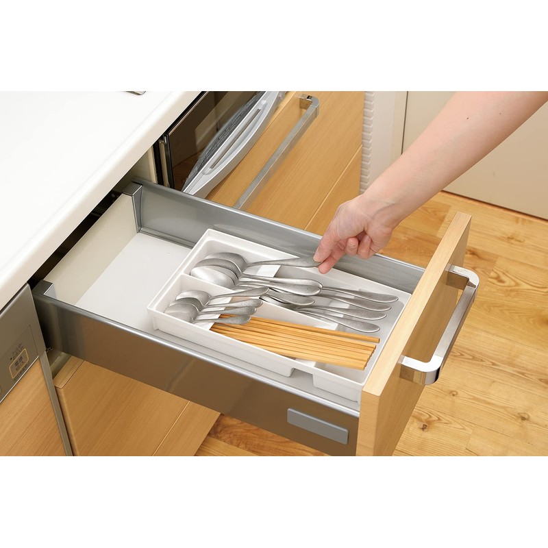 Richell Totono N Cutlery Stand for Drawers, Wide, White