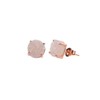 White Druzy Gemstone Rose Gold Prong Stud Earrings- Real Druzy-10mm-