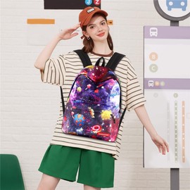 FORRICA Laptop Backpack Galaxy School Bag for Girls Boys Junior High Teens Book Bag College Backpack Casual Daypack Women Men Travel Rucksack Candy