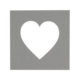 CountryArtHouse Mid Grey Acid Free 24x24 Heart Picture Frame Mat with White Core Bevel Cut for 20x20 Pictures - Fits 24x24 Frame - Pack of 1 Matboard