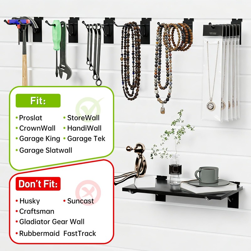36 Pack Slatwall Hooks, 4/6/8 Inch Heavy Duty Slat Wall