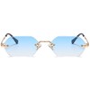 JCTAIFOO Retro Rimless Rectangular Sunglasses Women Men Vintage Slim Rectangular