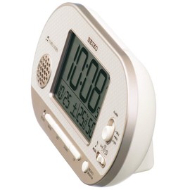 Seiko Clock SQ795G Table Clock, Light Pink Gold, Body Size: 3.2 x 6.2 x 1.9 inches (8.1 x 15.9 x 4.9 cm), Alarm Clock, Radio Wave, Digital, Temperature, Humidity, Display