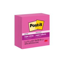 Post-it Super Sticky Notes, 5 Sticky Note Pads, 3 x 3 in., School Supplies for Students, Ideal for Textbooks, Notebooks, Walls and Vertical Surfaces, Single Color Packs Collection