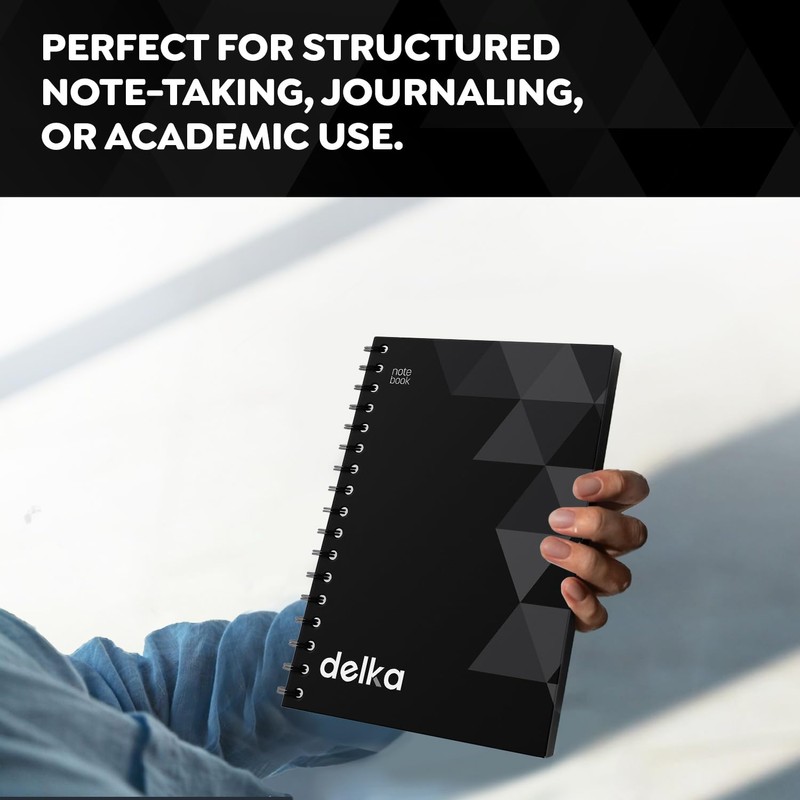 delka A5 Wirebound Notebooks, Ruled Pages, Durable Spiral Binding, Premium