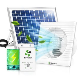 ecoCalm Solar Fan for Chicken Coop with Battery, Solar Powered Fan with 12W Bifacial Solar Panel & 4" Exhaust Fan Accessories with Anti-backflow Valve