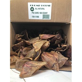 ChompHouse 100% All Natural Premium Large Pig Ears - no Dyes, Chemicals, or additives sourced from The Americas - Manufacturered