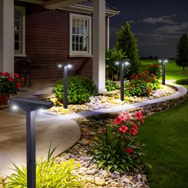 Fudosa Solar Pathway Lights 8 Pack, Outdoor Waterproof Decorative Solar Landscape Lighting for Walkway, Lawn, Driveway, Sidewalk, Backyard Decor - Cool White