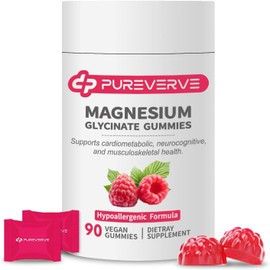 Magnesium Glycinate Gummies 300mg – 90 Individually Wrapped Gummies – Low-Allergy, Non-GMO, Gluten & Soy Free – Supports Cardiovascular Health, Cognitive Function & Muscle-Bone Strength          ChatGPT에게 묻기