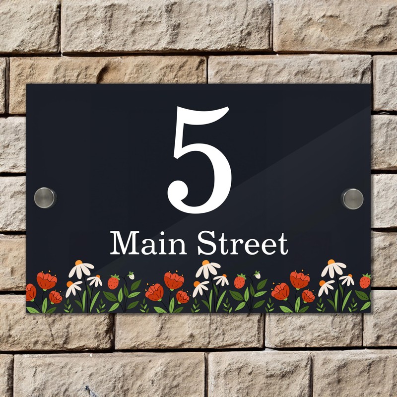 Badgemaster Modern Anthracite House Number Sign Plaque Stainless Steel Standoffs