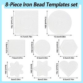 Ironing Beads Plates, 5 mm Ironing Beads Templates, 8 Pieces Beads Stencils in Many Shapes, Craft Beads Pegboards, Pin Plates Set, Square, Round, Heart, Star, Children from 3 Years