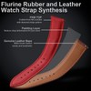 JWNSPA Universal 18/19/20/22mm Quick Release Leather FKM Rubber Watch Band,3-Layer