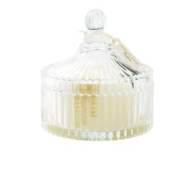 Shelley Kyle Large Handmade Lambs Wool Dusting Powder Puff with Elegant Crystal Dish