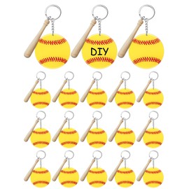 Taiyin 18 Set Large Size Baseball Softball Acrylic Keychain Kit for Sublimation Vinyl Sticker DIY Crafting for Sports Favor Team Gift Christmas Tree Ornaments(Yellow,Softball)