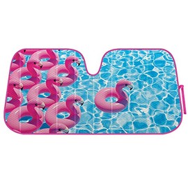 BDK Pink Flamingo Windshield Sunshade for Car Truck & SUV - Folding Car Sun Shade for Front Window, Auto Sun Visor Heat Protection, Car Sunscreen Blocks UV Rays and Keeps Vehicle Cool (58 x 27 Inch)
