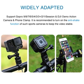 PULUZ Action Cam Bicycle Mount for Gopro Hero 12 11 10 9 8 7 & DJI OSMO & insta360 x3, 360 Degree Rotary Handlebar Mount 360 Degree Aluminium Alloy Accessories Bicycle Motorcycle Holder Tube Clamp