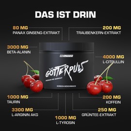 OS NUTRITION Götterpuls Premium Pre Workout Cherry Powder, 308 g