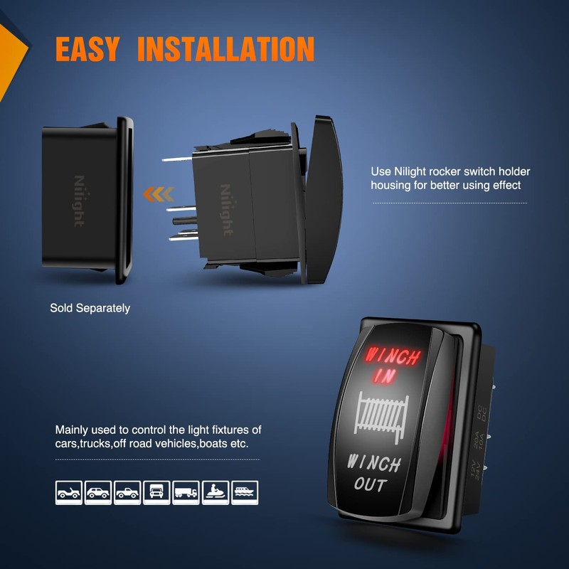 Nilight Winch Rocker Switch Momentary Toggle Switch ON Off ON