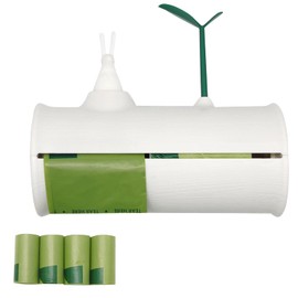 Wall Mounted Dog Poop Bags Dispenser with 4 Rolls Leak-Proof Unscented Pet Poo Waste Bags for Garden Yard Doggie Potty Bags Holder Doggy Trash Bags Storage Box for Kitchen Bathroom(White)