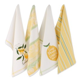 DII Lemon Bliss Kitchen Collection, Assorted Dishtowel Set, 4 Count