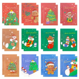 Giugio 24 Stück Notizbuch Weihnachten Klein, Mini Notizblöcke Weihnachten Kinder, Weihnachtsmann, Schneemann, Rentier Muster Notizbuch Große Strumpf Party Beutetasche Füllstoffe für Mädchen Jungen(B)