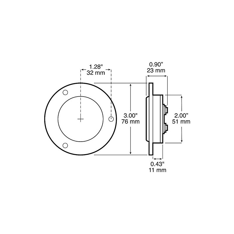 C2W Amber 2" Round LED Marker Clearance Light