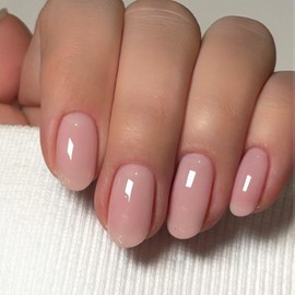 Press on Nails Short Oval Fake Nails Pink False Nails with Pure Elegant Designs Glitter Full Cover Glue on Nails Glossy Stick on Nails Acrylic Nails for Women Girls 24 Pcs