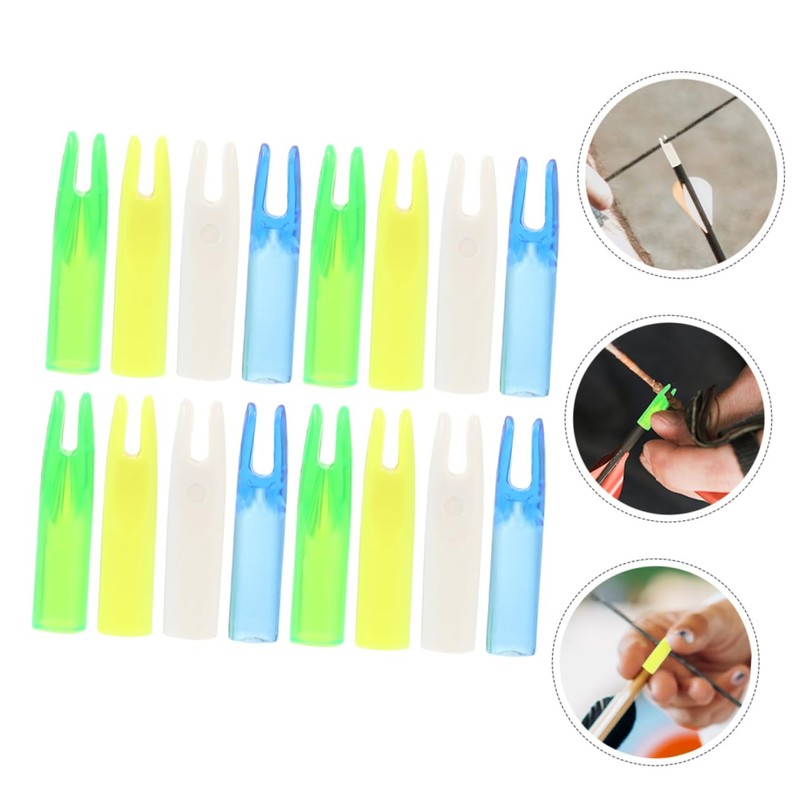 GRIRIW 16Pcs DIY Arrow Nocks Tails Transparent Blue Green White